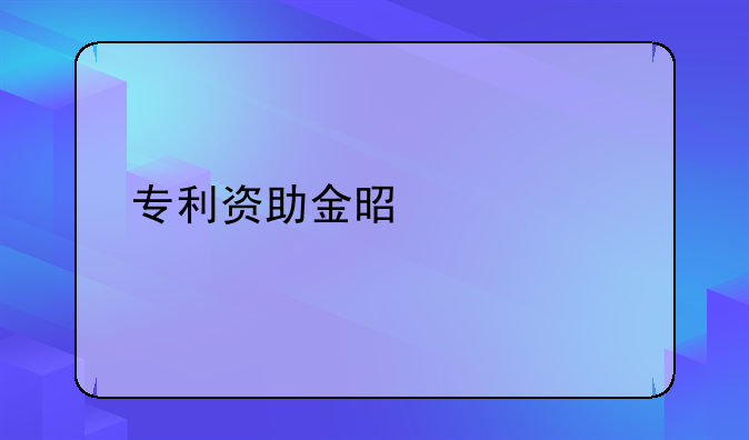 专利资助金是什么