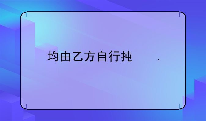 均由乙方自行承担