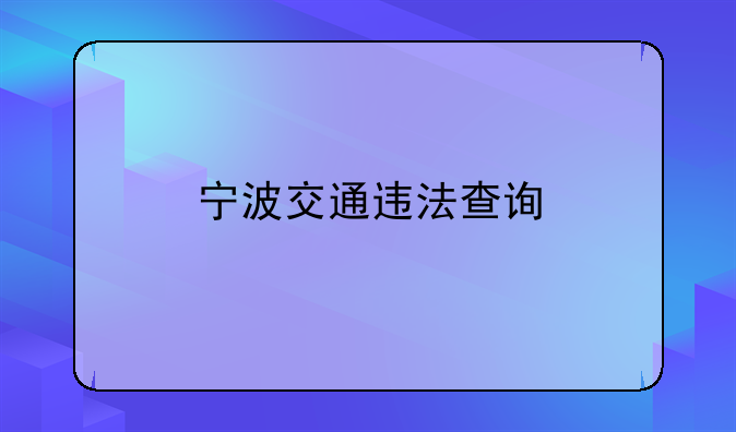 宁波交通违法查询