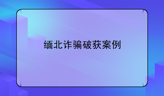缅北诈骗破获案例