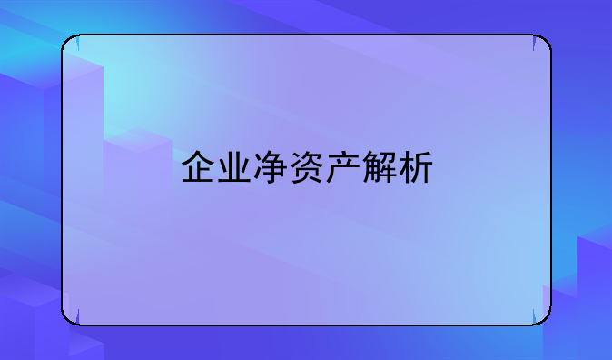 企业净资产解析