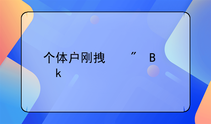 个体户刚拿到营业执照下一步