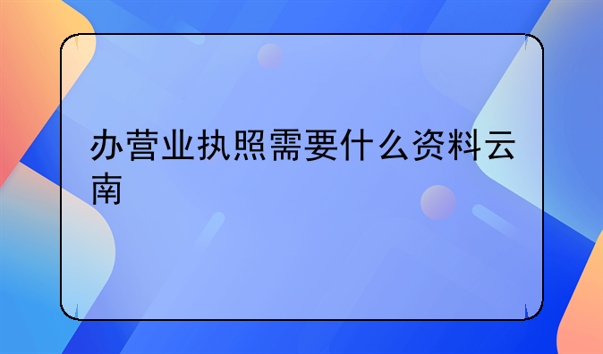 办营业执照需要什么资料云南