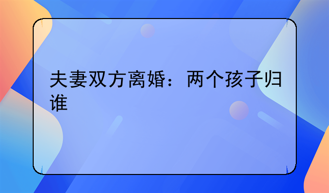 夫妻双方离婚：两个孩子归谁