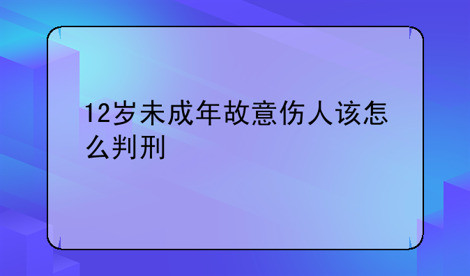 12岁未成年故意伤人该怎么判刑
