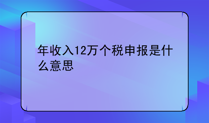 年收入12万个税申报是什么意思