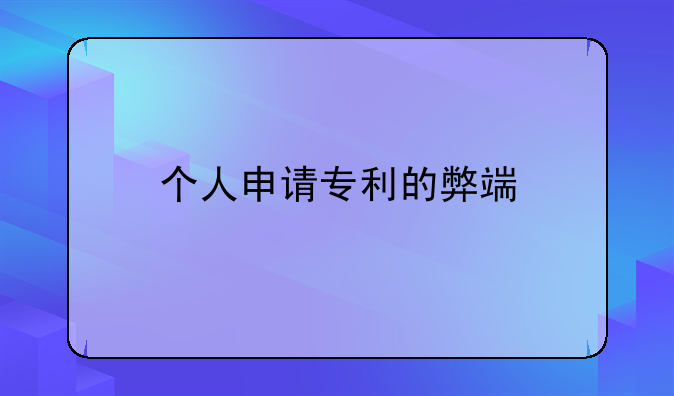 个人申请专利的弊端