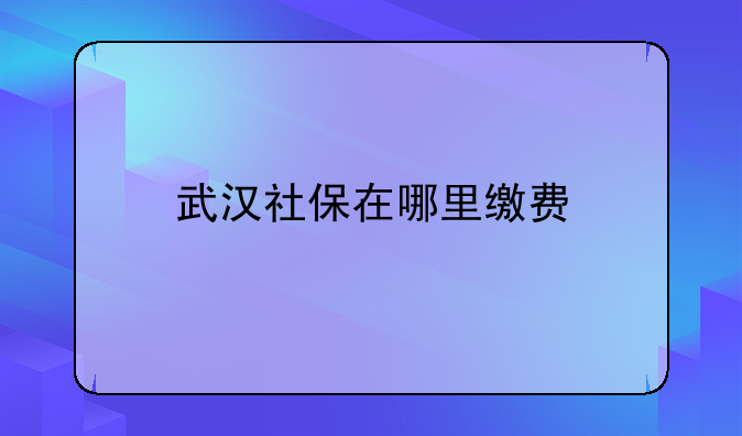 武汉社保在哪里缴费
