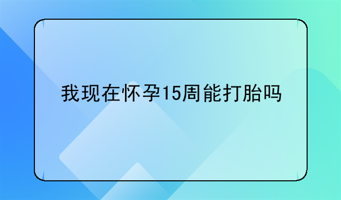 我现在怀孕15周能打胎吗