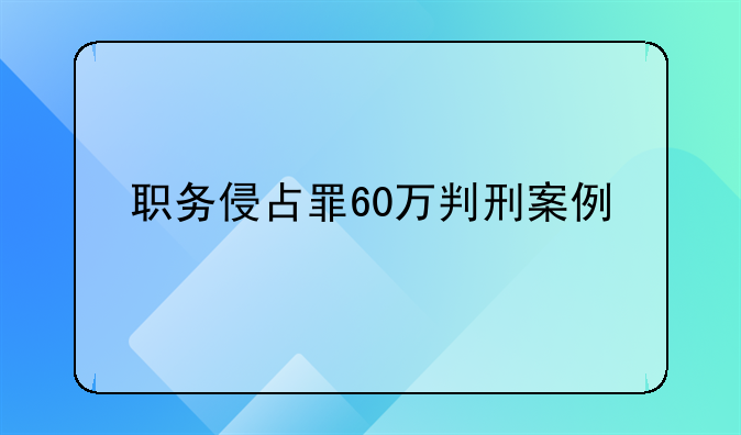 职务侵占罪60万判刑案例