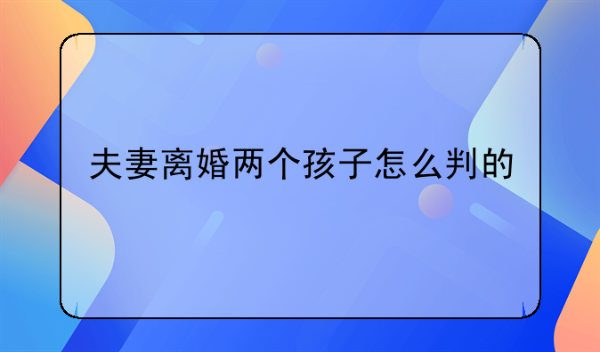 夫妻离婚两个孩子怎么判的
