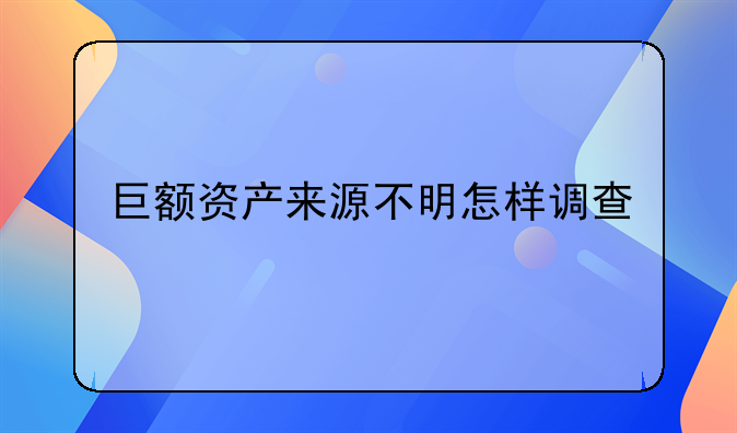 巨额资产来源不明怎样调查