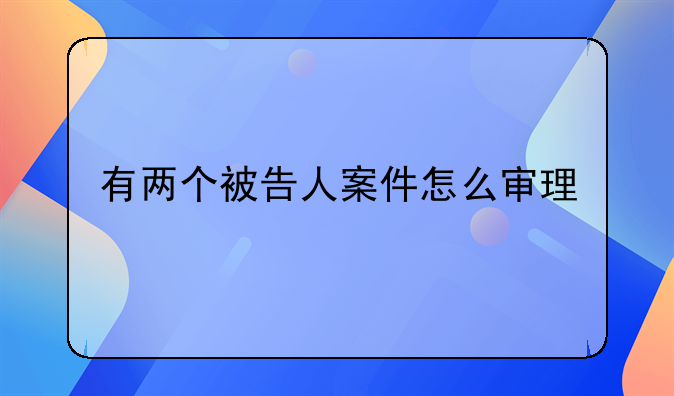 有两个被告人案件怎么审理