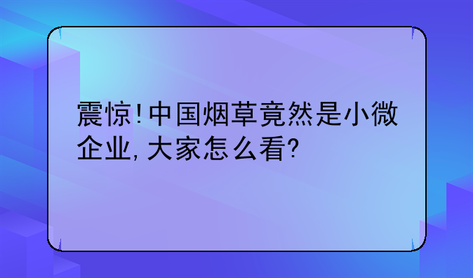 震惊!中国烟草竟然是小微企业,大家怎么看?