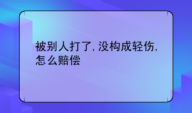 被别人打了,没构成轻伤,怎么赔偿