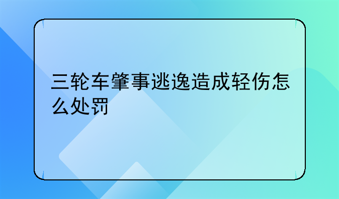 三轮车肇事逃逸造成轻伤怎么处罚