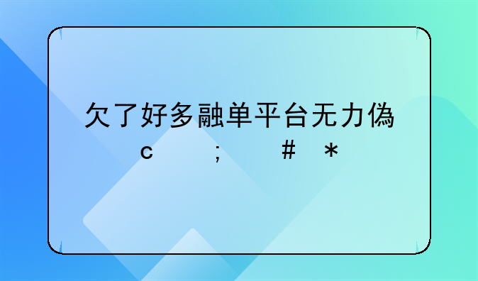 欠了好多融单平台无力偿还怎么办