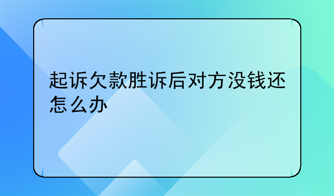 起诉欠款胜诉后对方没钱还怎么办