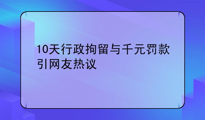 10天行政拘留与千元罚款引网友热议