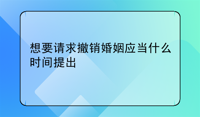 想要请求撤销婚姻应当什么时间提出