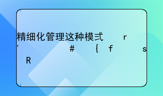 精细化管理这种模式有什么实际作用