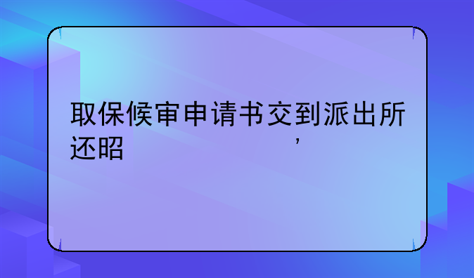 取保候审申请书交到派出所还是公安局