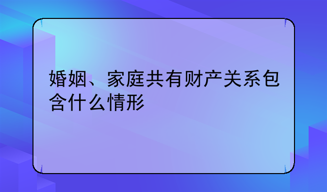 婚姻、家庭共有财产关系包含什么情形