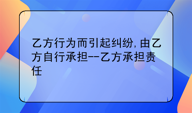 乙方行为而引起纠纷,由乙方自行承担--乙方承担责任