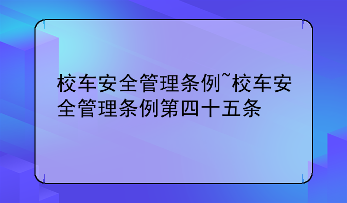 校车安全管理条例~校车安全管理条例第四十五条